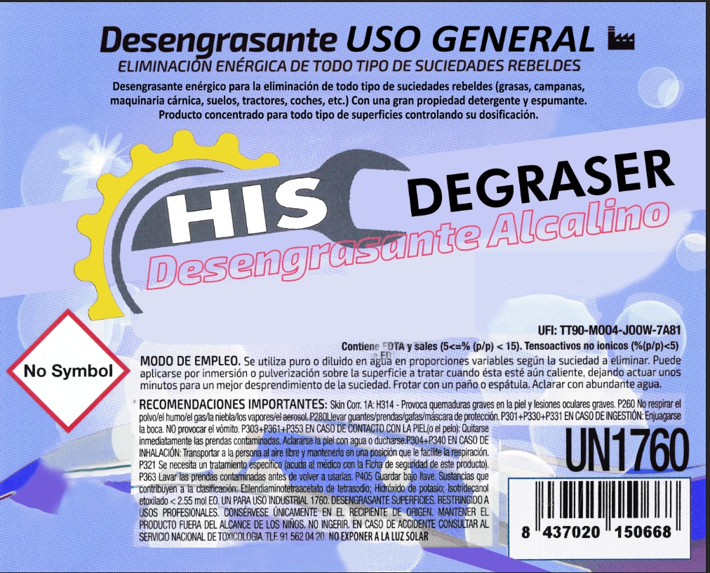 Imagen 1 de Desengrasante USO GENERAL - HIS DEGRASER